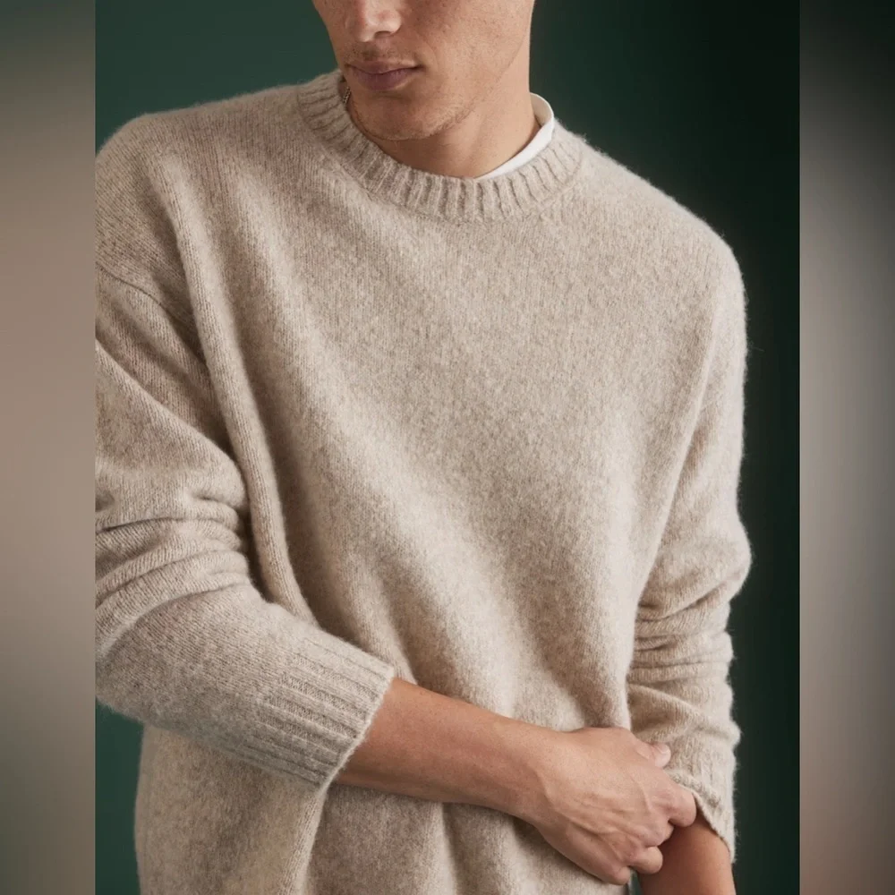 AE77 Premium Alpaca-Blend Sweater in Light Brown American Eagle